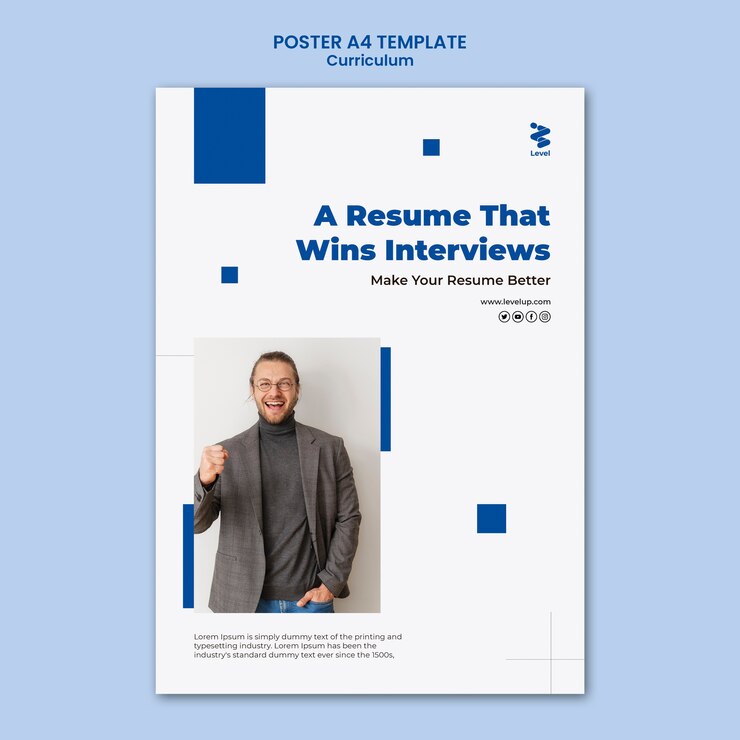 PSD gratuito plantilla de póster de plan de estudios minimalista