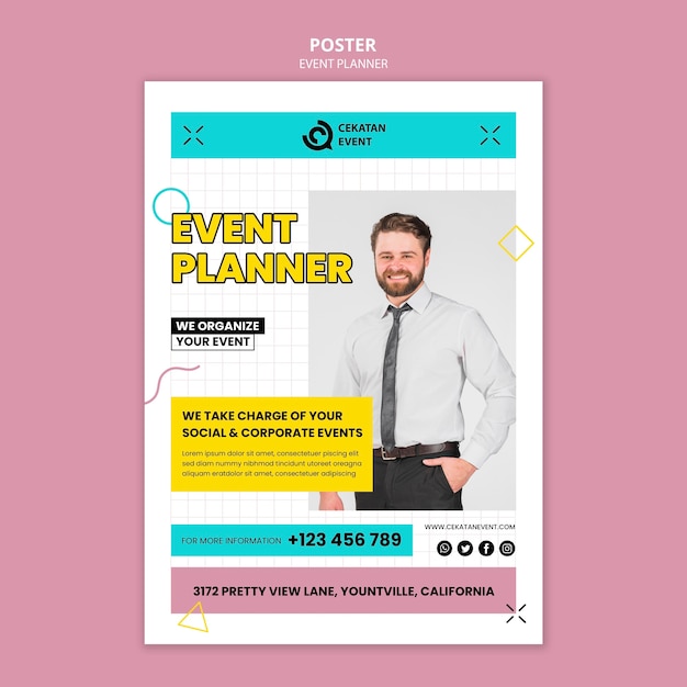 PSD gratuito plantilla de póster de planificación de eventos