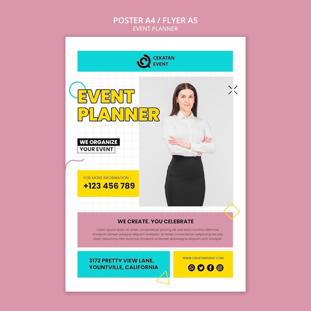 PSD gratuito plantilla de póster de planificación de eventos