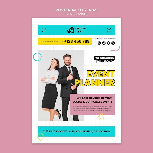 PSD gratuito plantilla de póster de planificador de eventos corporativos