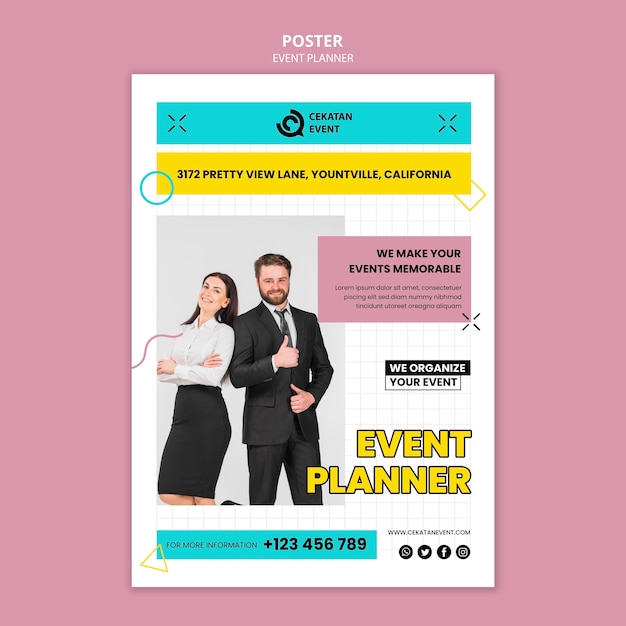 Plantilla de póster de planificador de eventos