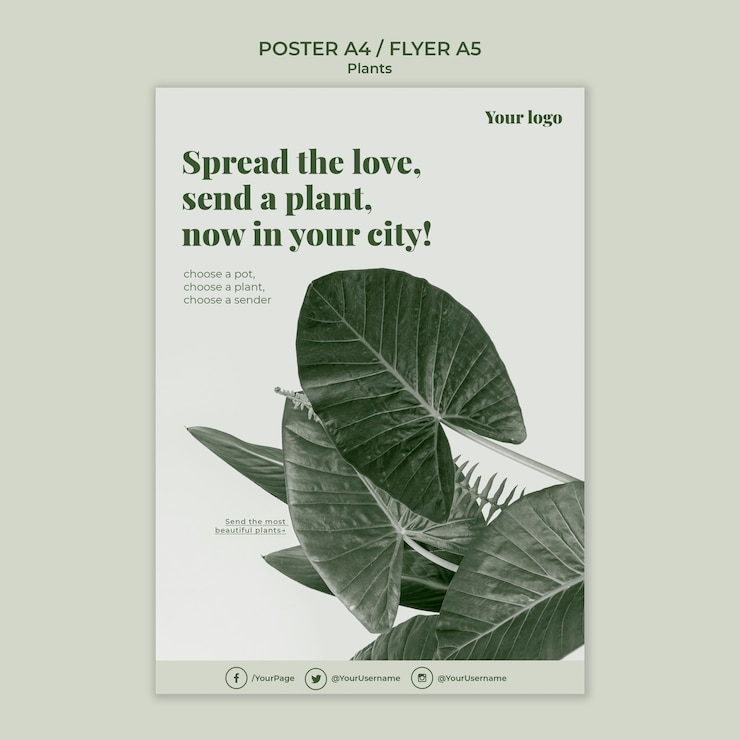 PSD gratuito plantilla de póster de plantas