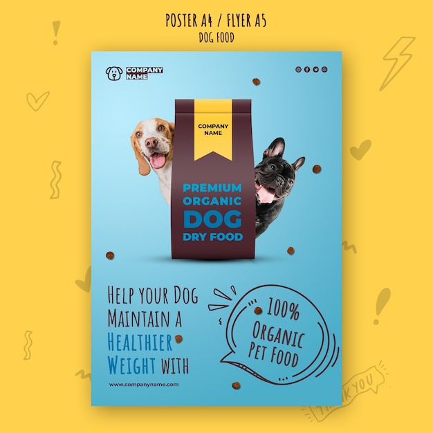 PSD gratuito plantilla de póster premium de alimentos orgánicos para mascotas