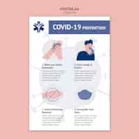 PSD gratuito plantilla de póster de prevención covid-19