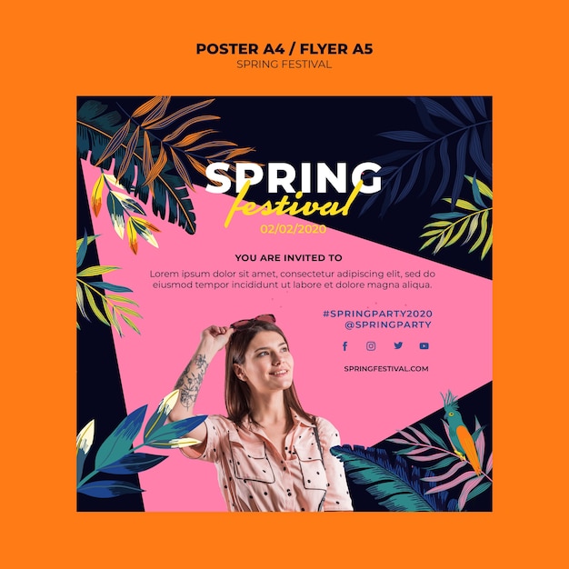 PSD gratuito plantilla de póster de primavera colorida