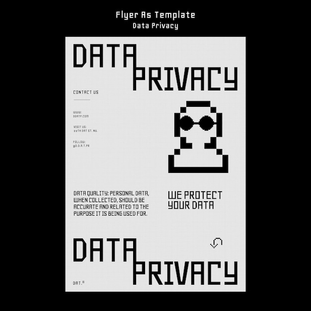 Plantilla de póster de privacidad de datos de diseño plano