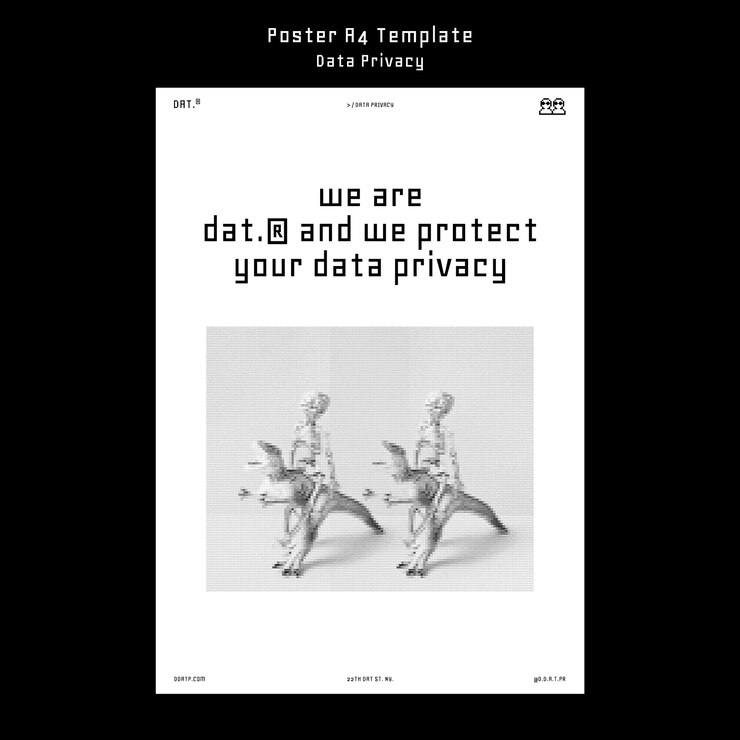PSD gratuito plantilla de póster de privacidad de datos de diseño plano