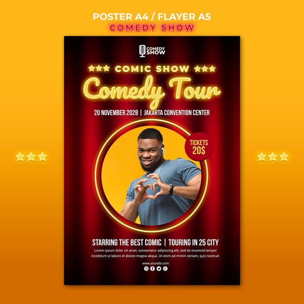 Plantilla de póster de programa de comedia