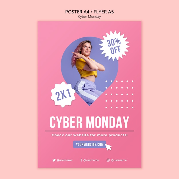 PSD gratuito plantilla de póster de promoción de lunes cibernético