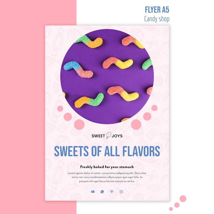 PSD gratuito plantilla de póster promocional de tienda de dulces