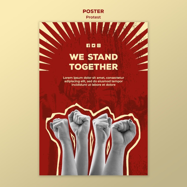 Plantilla de póster con protestas por los derechos humanos