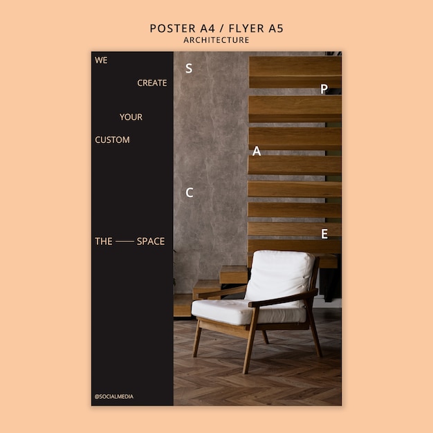 PSD gratuito plantilla de póster de proyecto de arquitectura