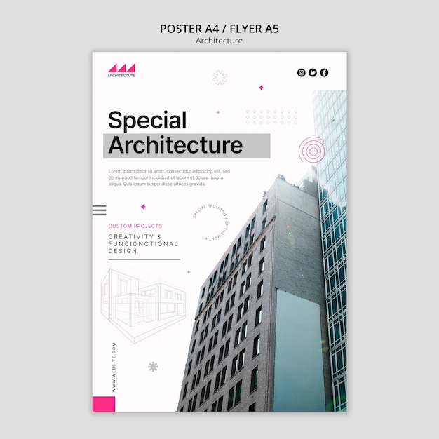 PSD gratuito plantilla de póster de proyecto de arquitectura