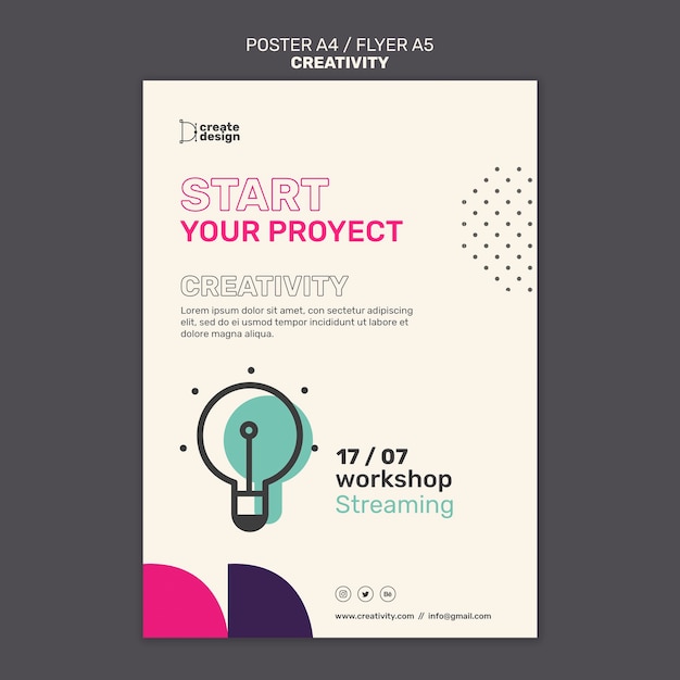 PSD gratuito plantilla de póster de proyecto creativo