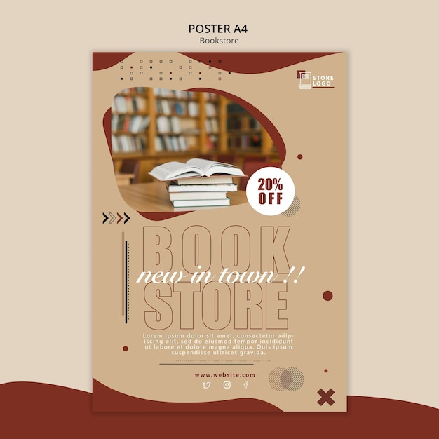 Plantilla de póster publicitario de librería