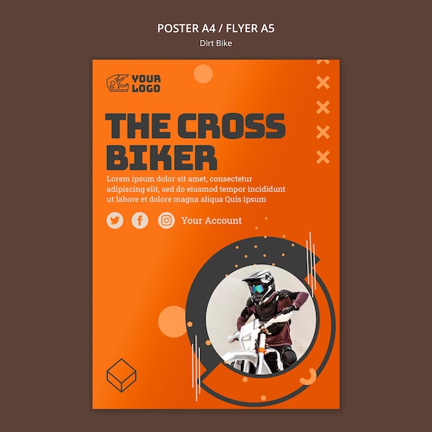 Plantilla de póster publicitario de motocross