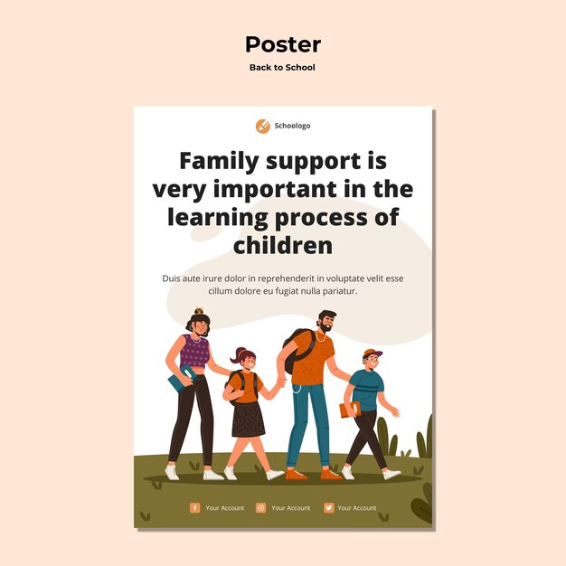 Plantilla de póster publicitario de regreso a la escuela