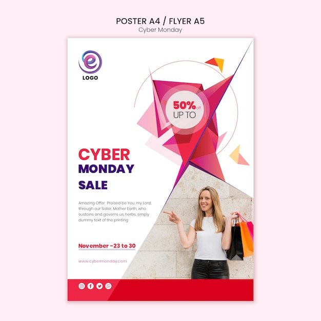 PSD gratuito plantilla de póster de realcyber lunes