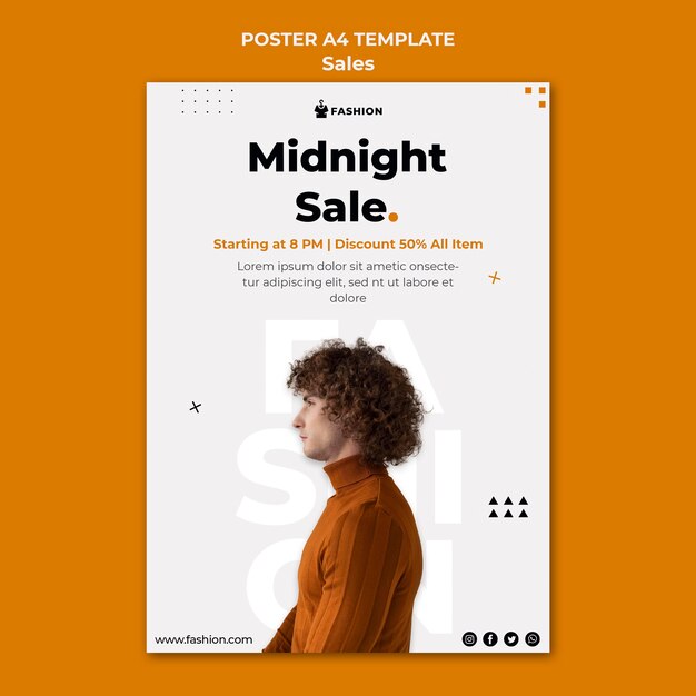 Plantilla de póster de rebajas de medianoche