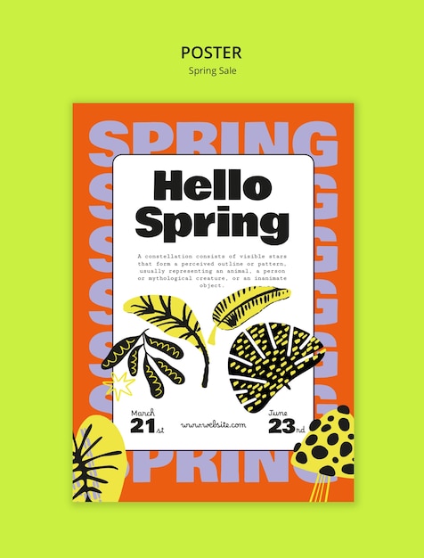 Plantilla de póster de rebajas de primavera de diseño plano