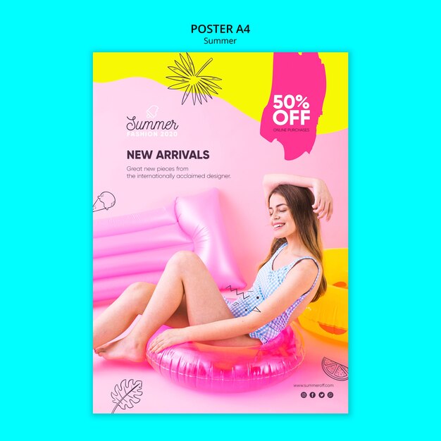 Plantilla de póster con rebajas de verano