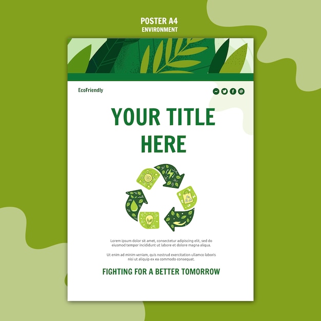 Plantilla de póster de reciclaje ambiental