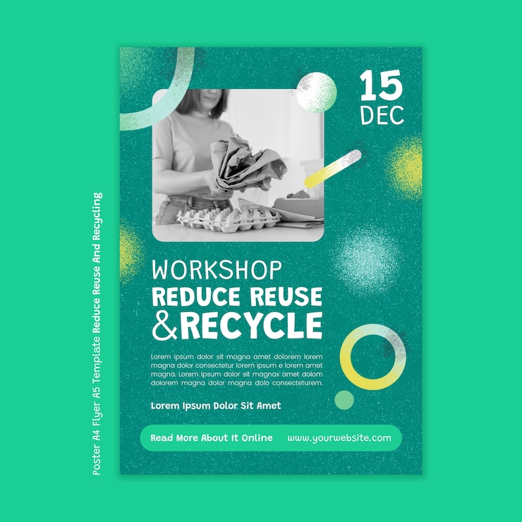 PSD gratuito plantilla de póster de reciclaje dibujado a mano
