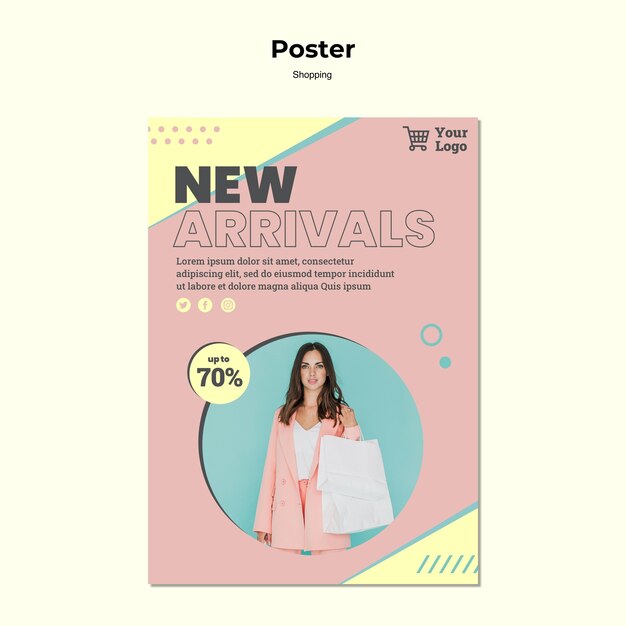 Plantilla de póster de recién llegados de compras