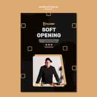 PSD gratuito plantilla de póster de restaurante de apertura suave
