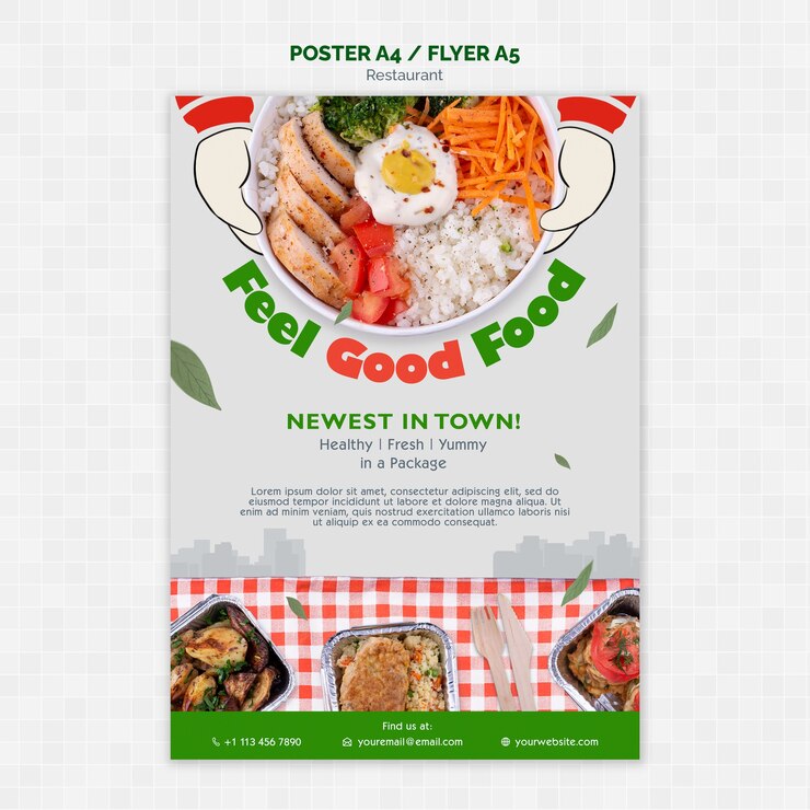 PSD gratuito plantilla de póster de restaurante de comida deliciosa