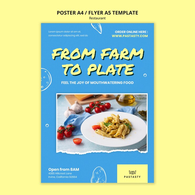 PSD gratuito plantilla de póster de restaurante de comida deliciosa