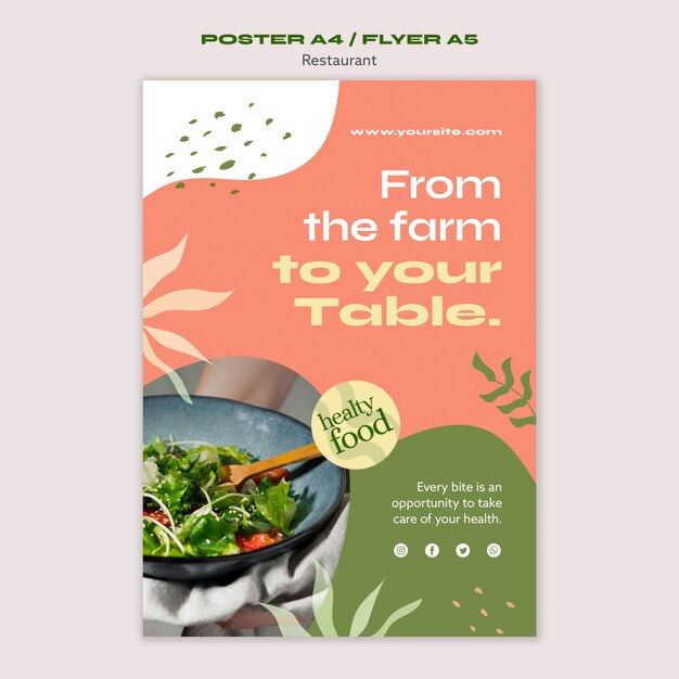 Plantilla de póster de restaurante de comida deliciosa