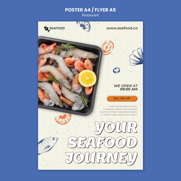 PSD gratuito plantilla de póster de restaurante de comida deliciosa