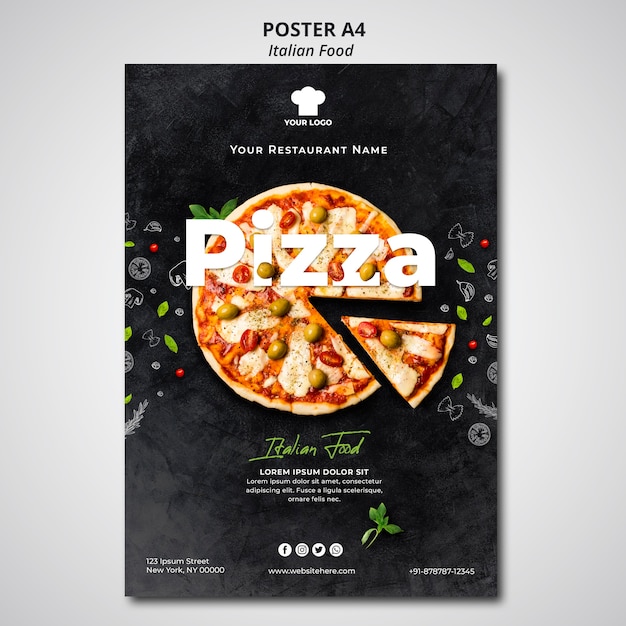 PSD gratuito plantilla de póster para restaurante de comida tradicional italiana