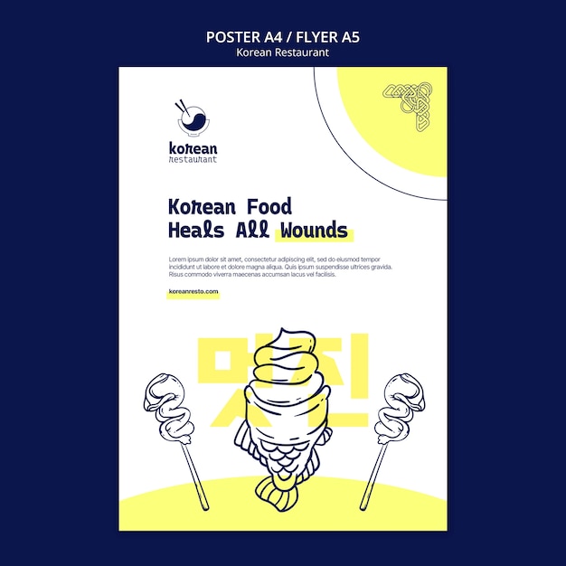 PSD gratuito plantilla de póster de restaurante coreano