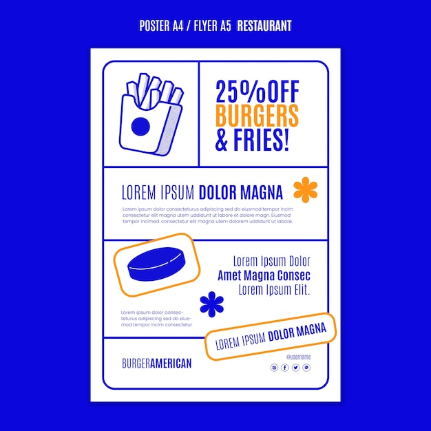 Plantilla de póster de restaurante dibujado a mano