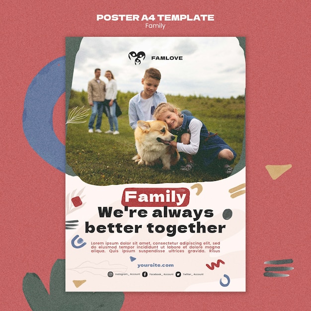 PSD gratuito plantilla de póster de reunión familiar