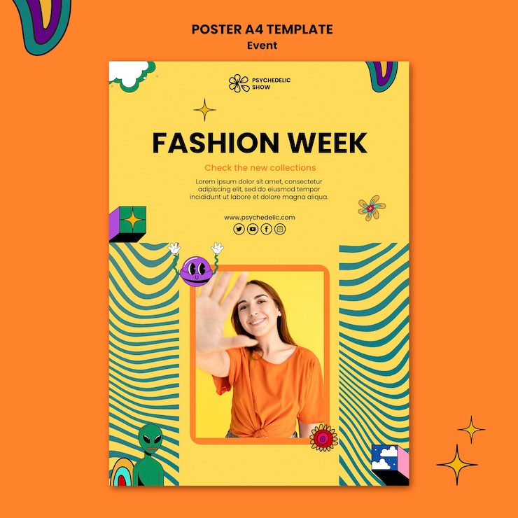 PSD gratuito plantilla de póster de la semana de la moda