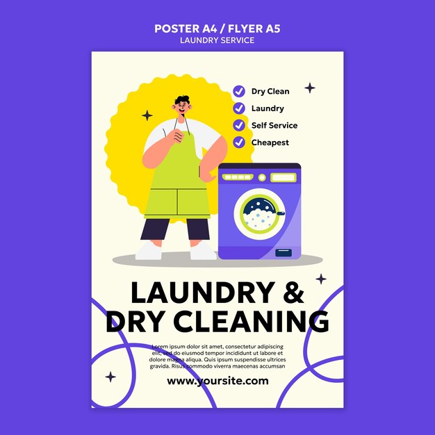 Plantilla de póster de servicio de lavandería