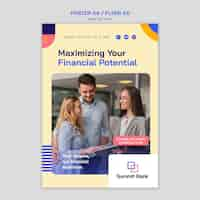 PSD gratuito plantilla de póster de servicios bancarios de diseño plano