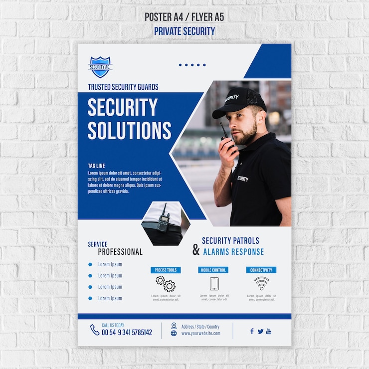 PSD gratuito plantilla de póster de servicios de seguridad