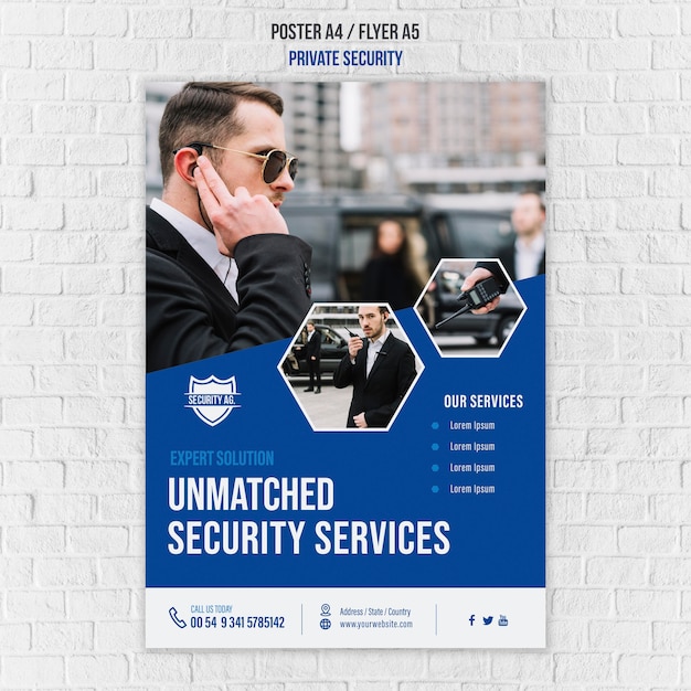 Plantilla de póster de servicios de seguridad