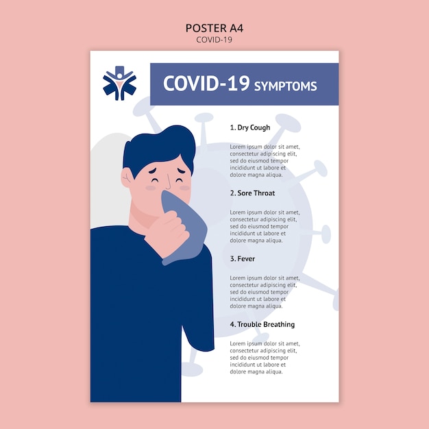 PSD gratuito plantilla de póster de síntomas de coronavirus