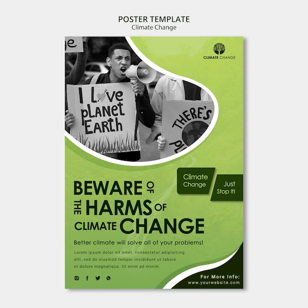 PSD gratuito plantilla de póster sobre el problema del cambio climático