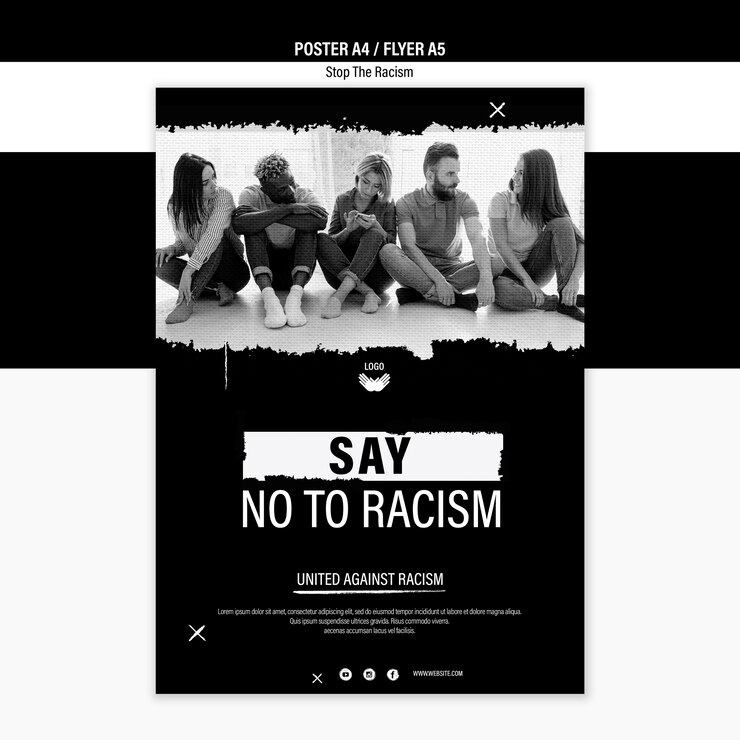 PSD gratuito plantilla de póster stop racism