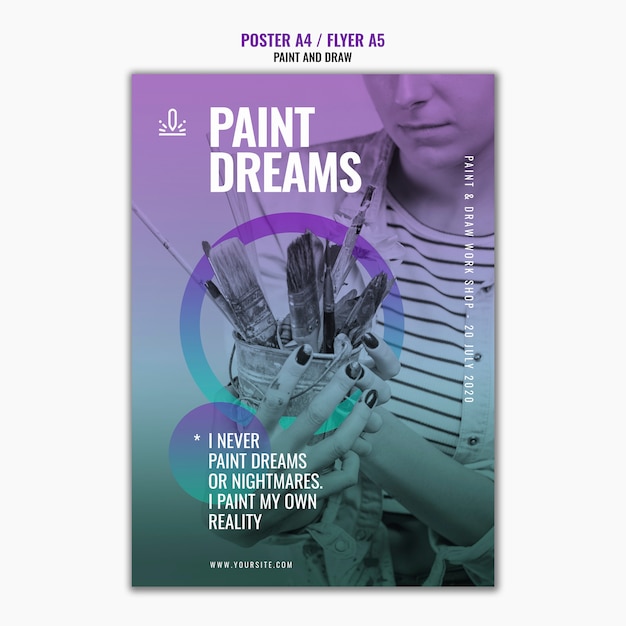 Plantilla de póster de sueños de pintura