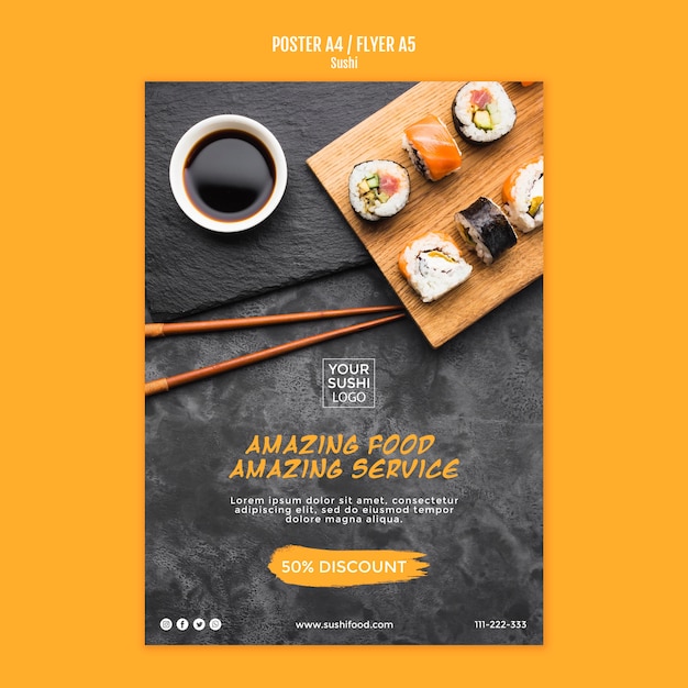 PSD gratuito plantilla de póster de sushi