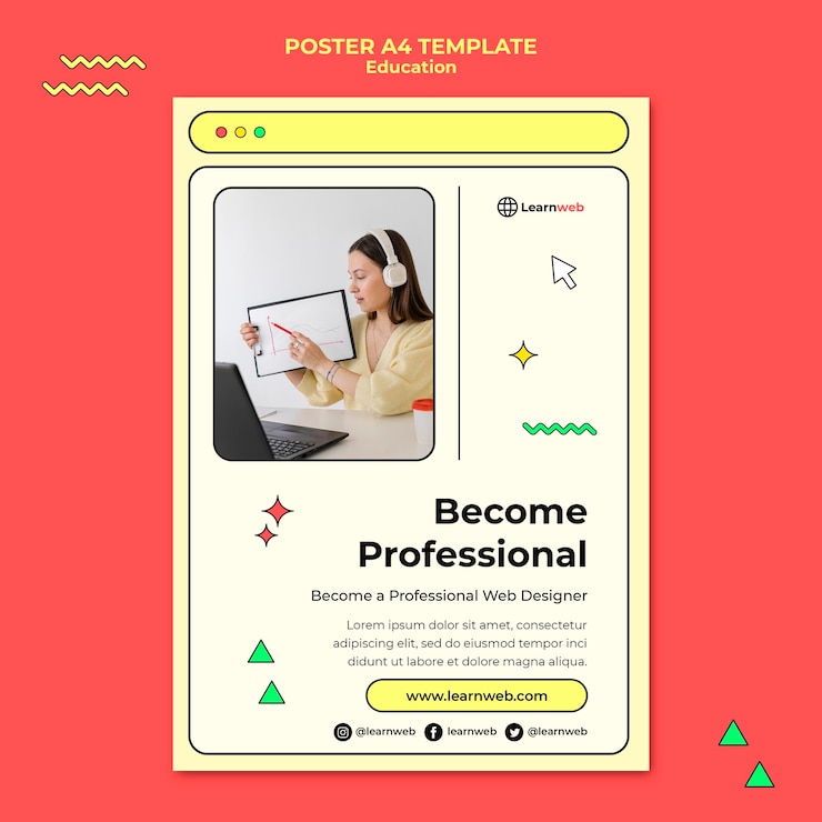 PSD gratuito plantilla de póster de taller de diseño web