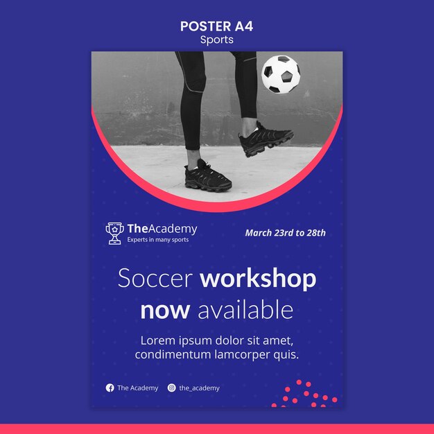 Plantilla de póster de taller de fútbol