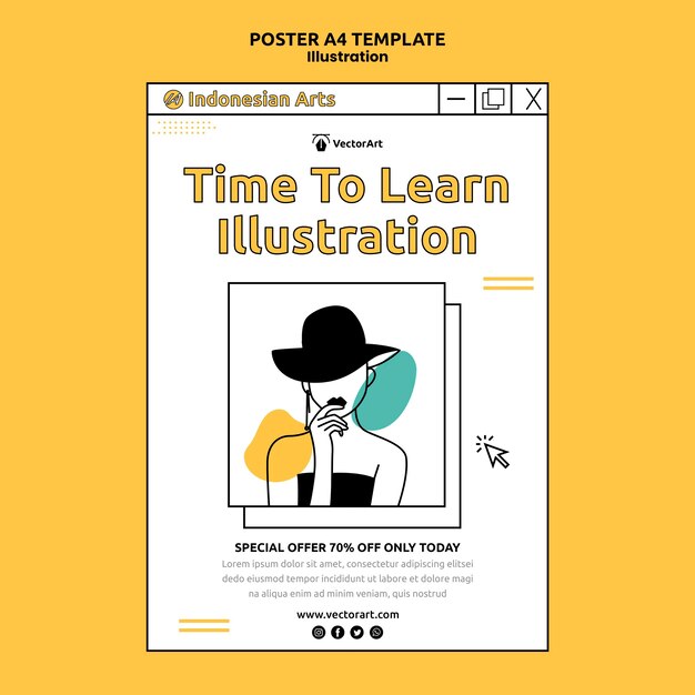 Plantilla de póster de taller de ilustración